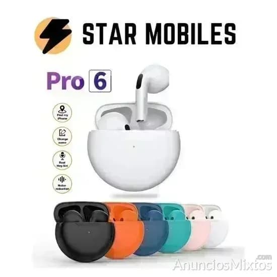 AURICULARES INALAMBRICOS BLUETOOTH PRO6 AIRPODS - Foto 1