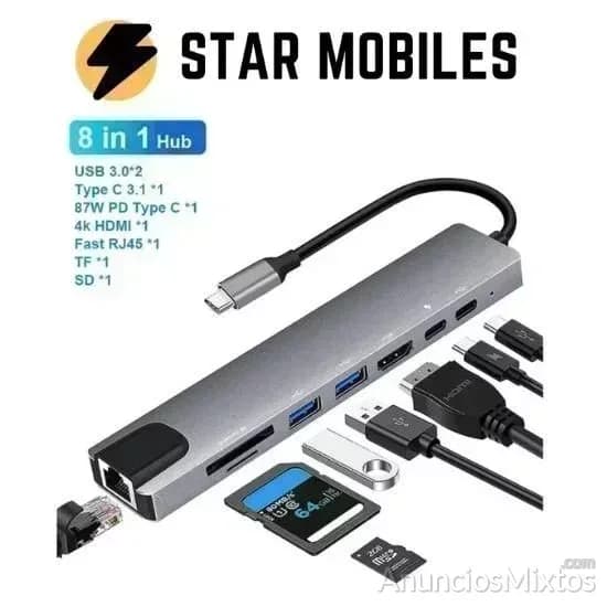 Adaptador Hub USB-C Multipuerto 8 en 1 - Foto 2