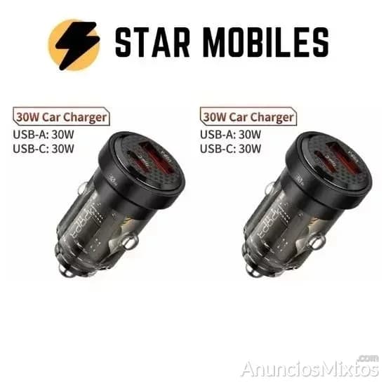 2 CARGADORES ADAPTADOR MECHERO CARGA RAPIDA 30W 5A - Foto 1