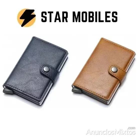 2 TARJETEROS CARTERA ACERO Y PU RFID CON CIERRE - Foto 1