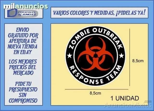 Pegatina zombie outbreak c ref: pad204 - Foto 1