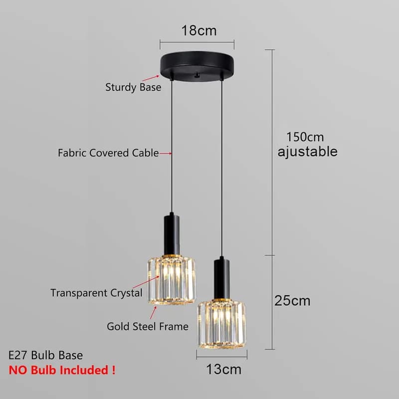 Lámpara Colgante de Cristal K9 S-Cevada – Elegancia Minimalista (Pack 2 Luces) - Foto 2