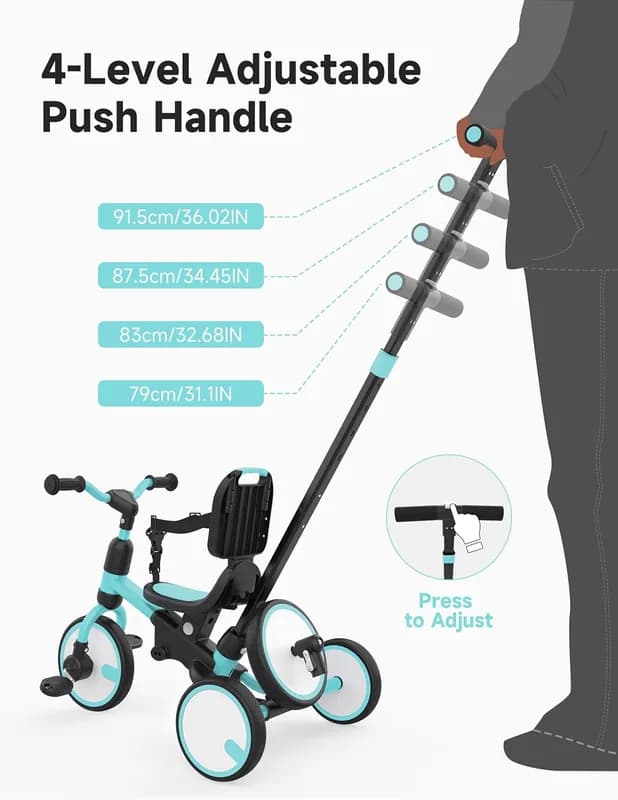 Triciclo Multifuncional 5-en-1 Besrey – La Bicicleta Evolutiva de 1 a 3 Años - Foto 3