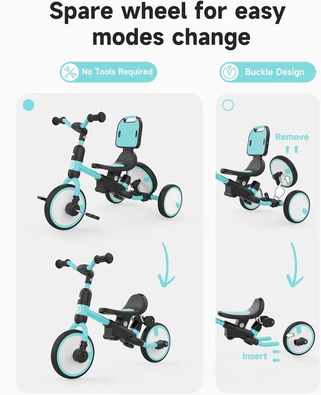 Triciclo Multifuncional 5-en-1 Besrey – La Bicicleta Evolutiva de 1 a 3 Años - Foto 8