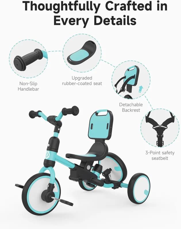Triciclo Multifuncional 5-en-1 Besrey – La Bicicleta Evolutiva de 1 a 3 Años - Foto 9