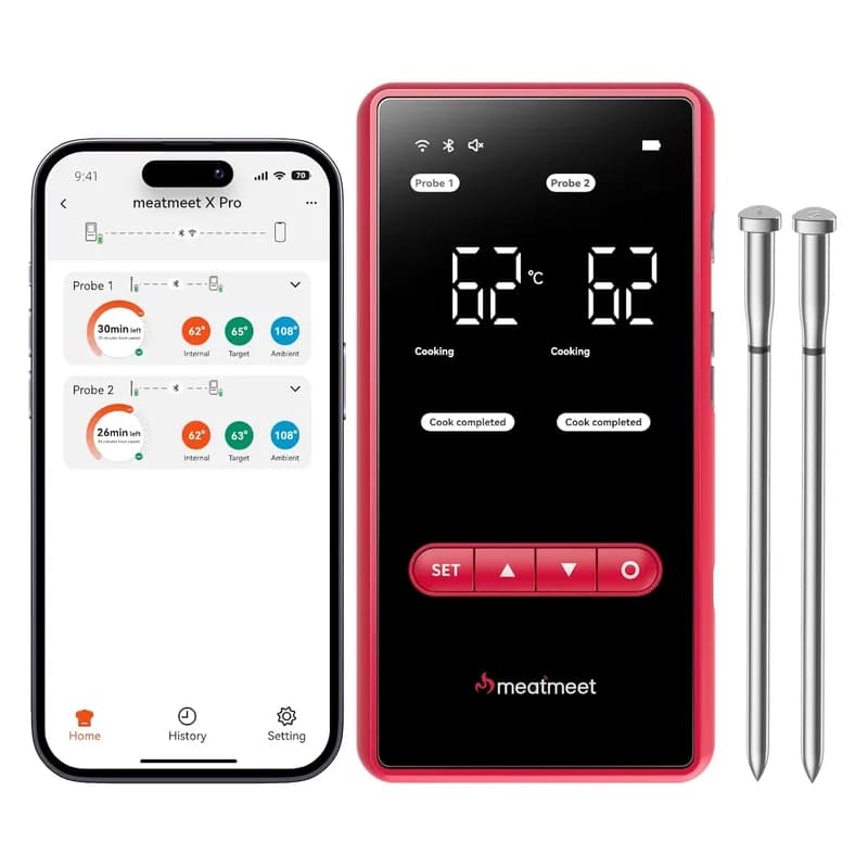 Meatmeet X Pro – Termómetro Inteligente para Carne con Bluetooth y Wi-Fi (2 Sondas) - Foto 1
