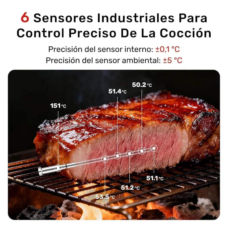Meatmeet X Pro – Termómetro Inteligente para Carne con Bluetooth y Wi-Fi (2 Sondas) - Foto 3