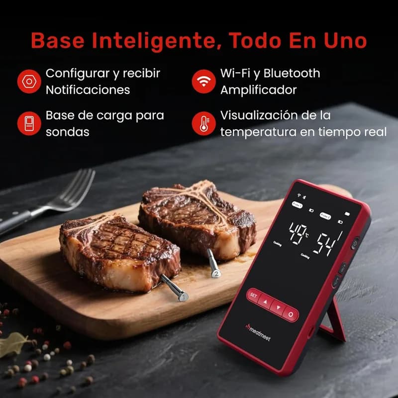 Meatmeet X Pro – Termómetro Inteligente para Carne con Bluetooth y Wi-Fi (2 Sondas) - Foto 4