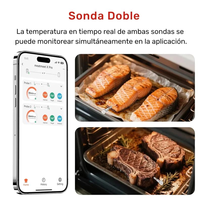 Meatmeet X Pro – Termómetro Inteligente para Carne con Bluetooth y Wi-Fi (2 Sondas) - Foto 9