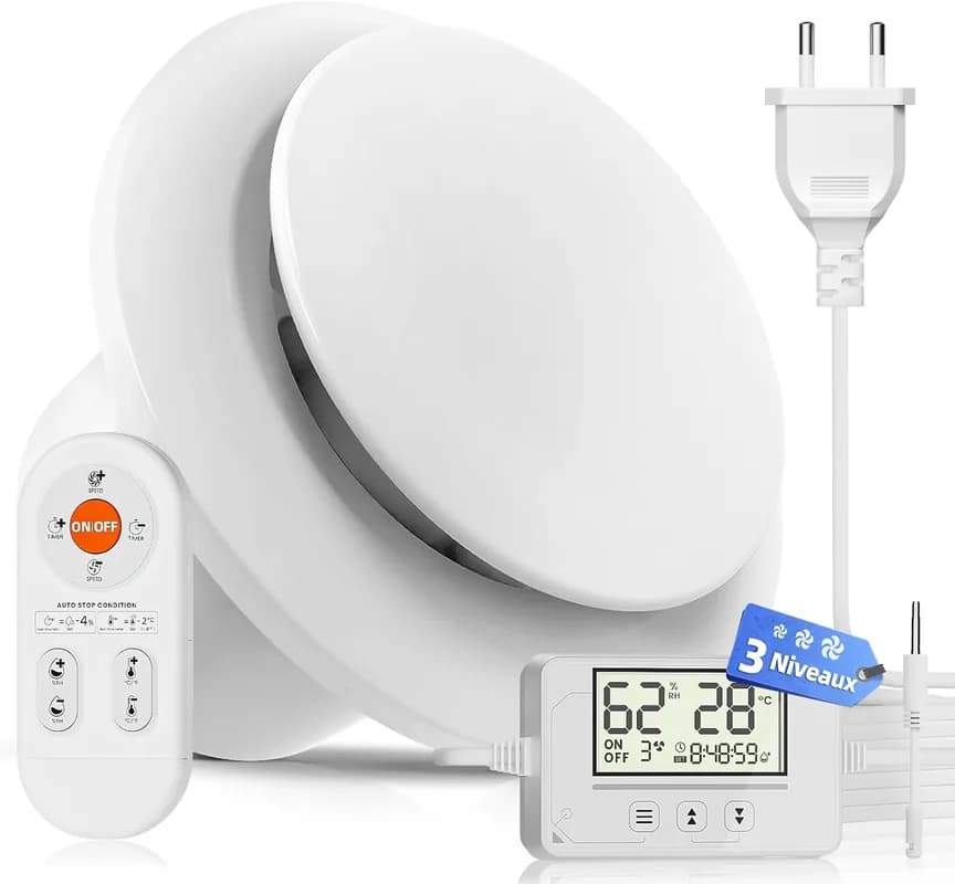 Extractor de Baño Inteligente BUMSOU RU109 – 100mm, Control de Humedad y Sensor Digital - Foto 1
