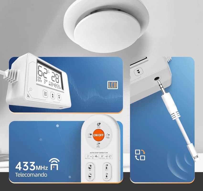 Extractor de Baño Inteligente BUMSOU RU109 – 100mm, Control de Humedad y Sensor Digital - Foto 5