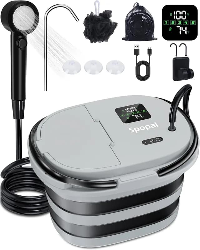 Ducha Portátil Premium – 13000mAh, Pantalla LED y Control de 5 Velocidades - Foto 1