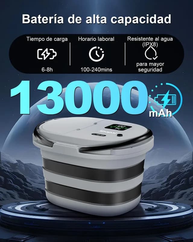 Ducha Portátil Premium – 13000mAh, Pantalla LED y Control de 5 Velocidades - Foto 2