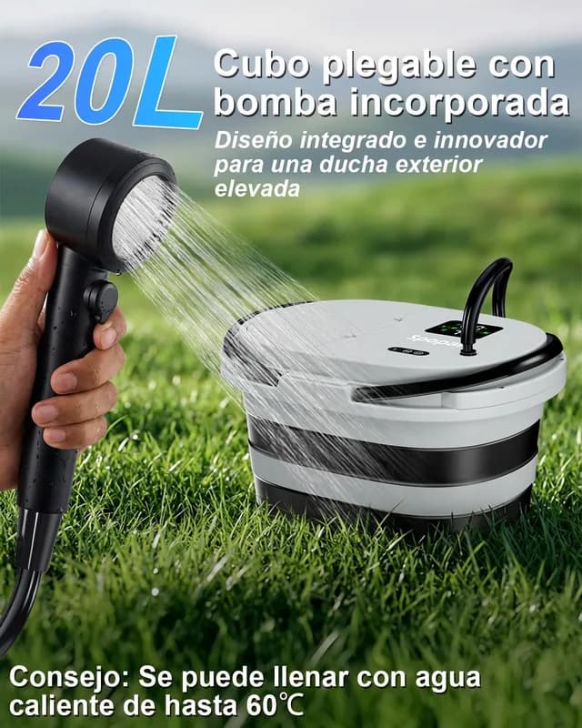 Ducha Portátil Premium – 13000mAh, Pantalla LED y Control de 5 Velocidades - Foto 3