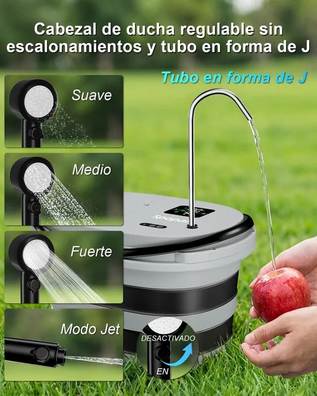 Ducha Portátil Premium – 13000mAh, Pantalla LED y Control de 5 Velocidades - Foto 8