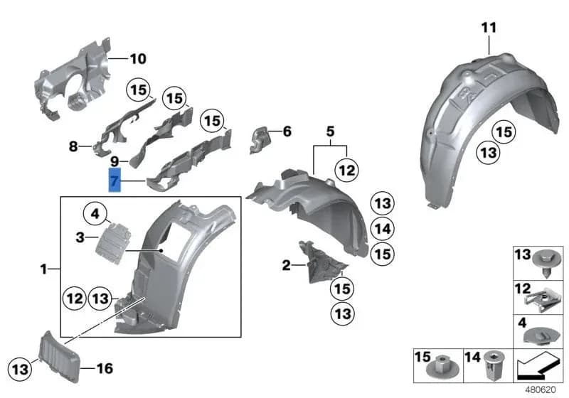 Embellecedor paso rueda del dcha BMW 51717131712 - Foto 5