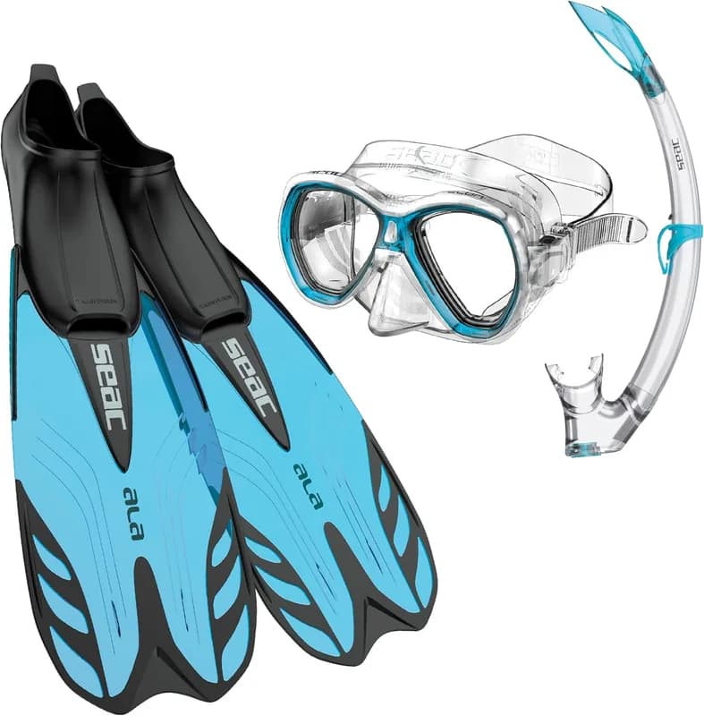 SEAC Set Tris: Aletas Ala + Máscara Elba + Tubo Tribe – Kit Premium de Snorkel y Buceo - Foto 1