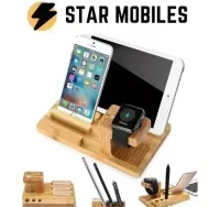 Base de madera bambú dock iPhone Apple Watch IPAD