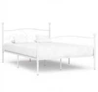 Estructura de cama con somier metal blanco 140x200
