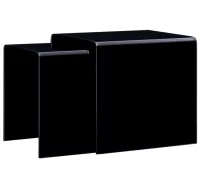 Mesa centro apilables 2 pzas vidrio templado negro