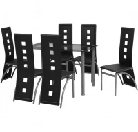 Conjunto de comedor de siete piezas negro