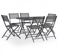 Set de comedor de jardín plegable 7 pzas acero y t