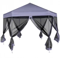 Carpa hexagonal desplegable con 6 paredes azul osc