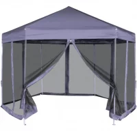 Carpa hexagonal desplegable con 6 paredes azul osc