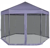 Carpa hexagonal desplegable con 6 paredes azul osc