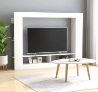 Mueble para TV de aglomerado blanco 152x22x113 cm