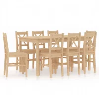 Conjunto de comedor 9 piezas madera de pino