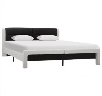 Estructura de cama cuero sintético blanco y negro