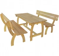 Mesa de jardín con 2 bancos madera de pino impregn