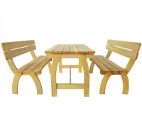 Mesa de jardín con 2 bancos madera de pino impregn