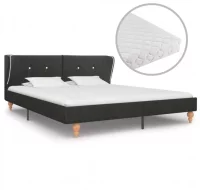 Cama con colchón arpillera gris oscuro 160x200 cm