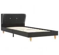 Estructura de cama de arpillera gris oscuro 90x200