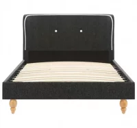 Estructura de cama de arpillera gris oscuro 90x200