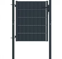 Puerta de valla de acero gris antracita 100x81 cm