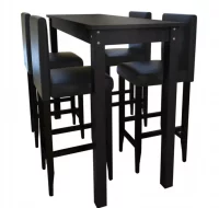 Mesa alta de cocina con 4 sillas de barra negras