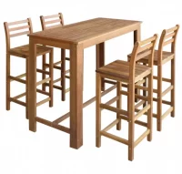 Set mesa de bar y sillas 5 piezas de madera de aca