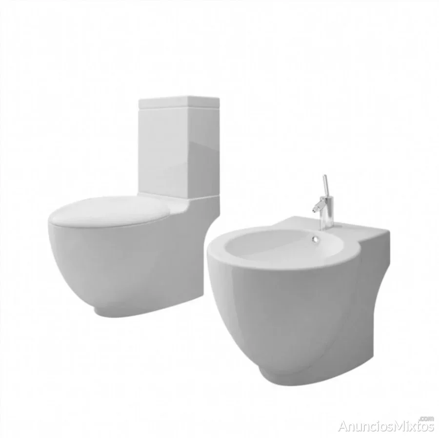Juego de váter WC y bidé de cerámica blanco