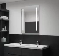 Espejo de pared de baño con LED y estante 60x80 cm