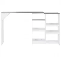 Mesa de bar con estantería móvil blanco 138x40x120