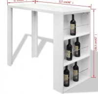 Mesa alta de cocina con estantes para botellas bla