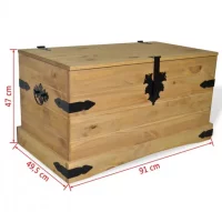Baúl de almacenaje de madera de pino mejicana Coro