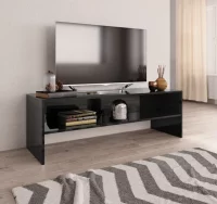 Mueble de TV aglomerado negro brillante 120x40x40