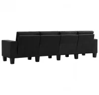 Sofá de 4 plazas de tela negro