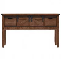 Mesa consola de madera de abeto maciza marrón 131x