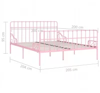 Estructura de cama con somier metal rosa 200x200 c