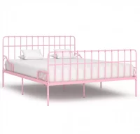 Estructura de cama con somier metal rosa 200x200 c